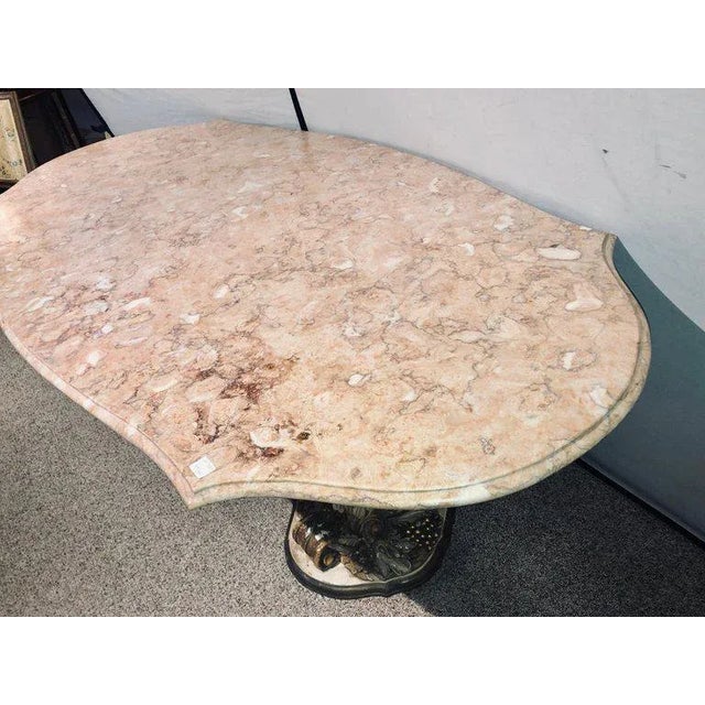 1900 - 1909 Palatial Italian Carved and Painted Base Marble Top Center Table, 19th Century For Sale - Image 5 of 13