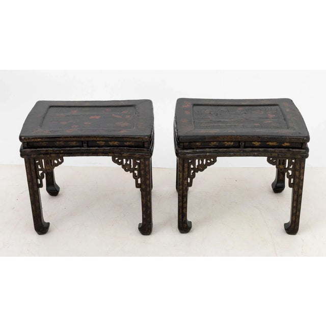 Chinese Chinese Lacquer End Tables, Pair For Sale - Image 3 of 9