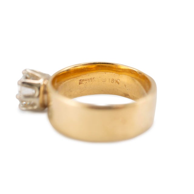Metal Vintage Traub Orange Blossom 18k Yellow Gold Gia 1.40ct Circular Engagement Ring, Size 7.5 For Sale - Image 7 of 10