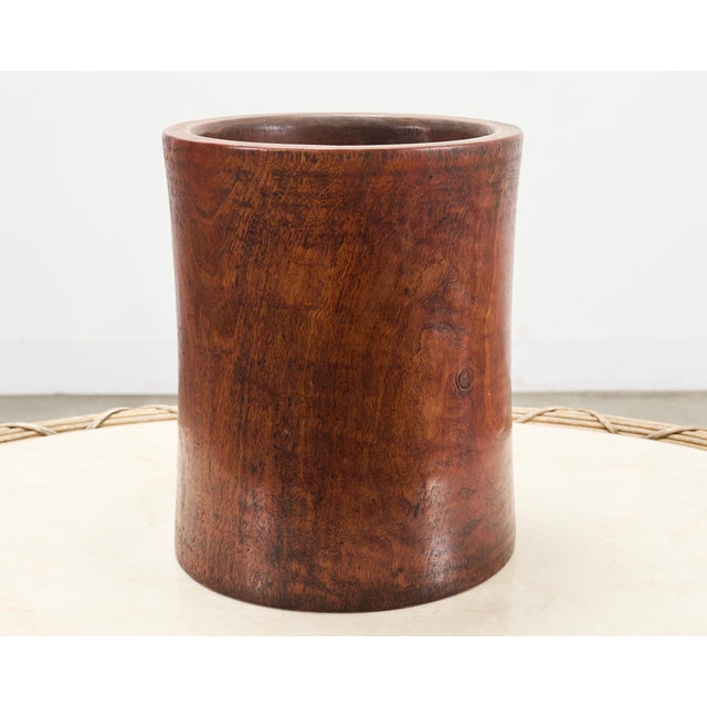 Large Chinese Export Hardwood Scholar's Brush Pot Vessel For Sale - Image 16 of 16