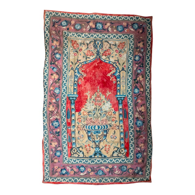 18th or 19th Century Turkish Ottoman Embroidered Applique Tapestry Wall Panel For Sale