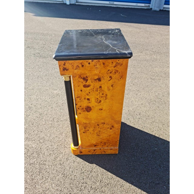 Beautiful Bedside/Side Elm With Black Marble Table/Desk With Large Storage For Sale - Image 12 of 13