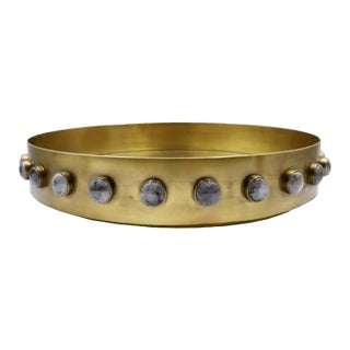 Matthew Izzo Home Edwin Brass Tray With Round Resin Appliqués For Sale
