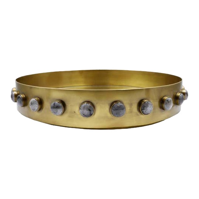 Matthew Izzo Home Edwin Brass Tray With Round Resin Appliqués For Sale