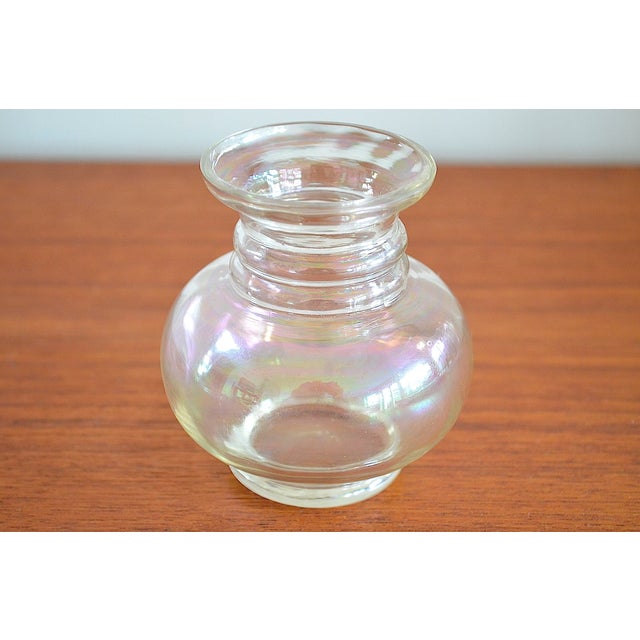 Art Nouveau glass vase by the Munich glass artist Jean Beck (Johann Beck 1862-1932). The glass vase has an iridescent...