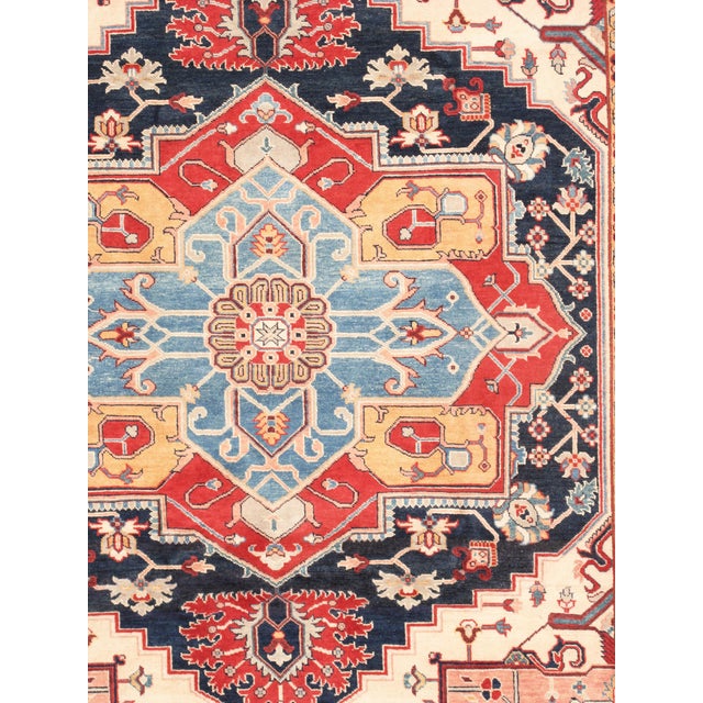 2020s Pasargad Home Serapi Navy/Red Wool Area Rug- 8' 1'' X 9' 8'' For Sale - Image 5 of 8