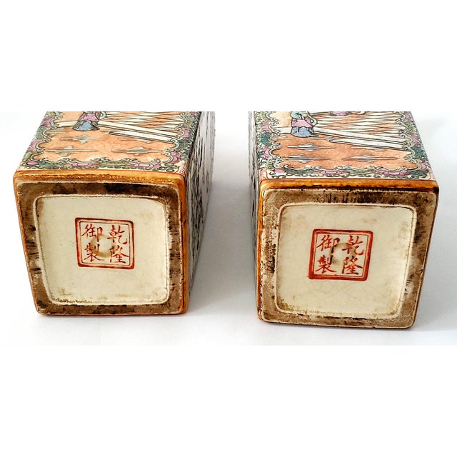 Pair Antique Rose Medallion Qing Style Chinese Vases For Sale - Image 12 of 12