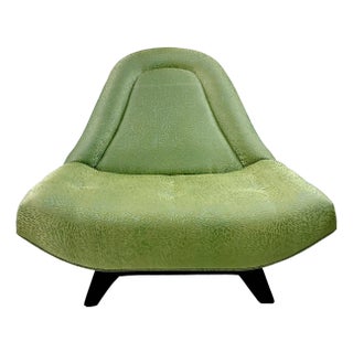 1960s Vintage Italian Luigi Tiengo Gondola Lounge Chair, Scalamandre Starburst Silk Embroidered Upholstery For Sale