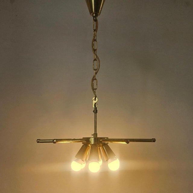 Mid-Century Brass Chandelier, 1970s For Sale - Image 16 of 17