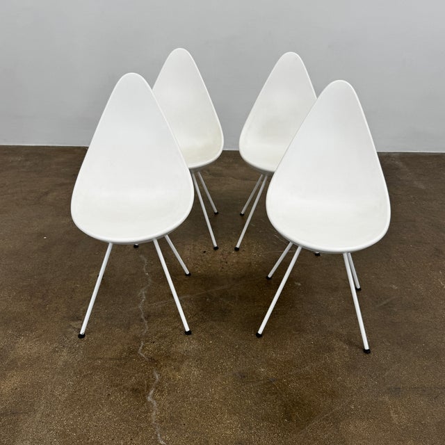Metal Fritz Hansen Drop Chair Set of 4 For Sale - Image 7 of 8