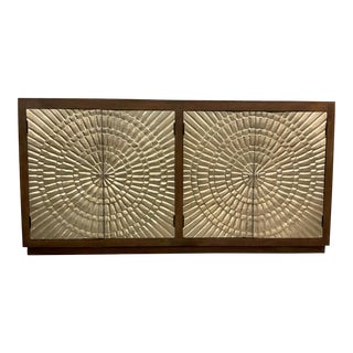 Modern Geometric Silver Foil Credenza For Sale