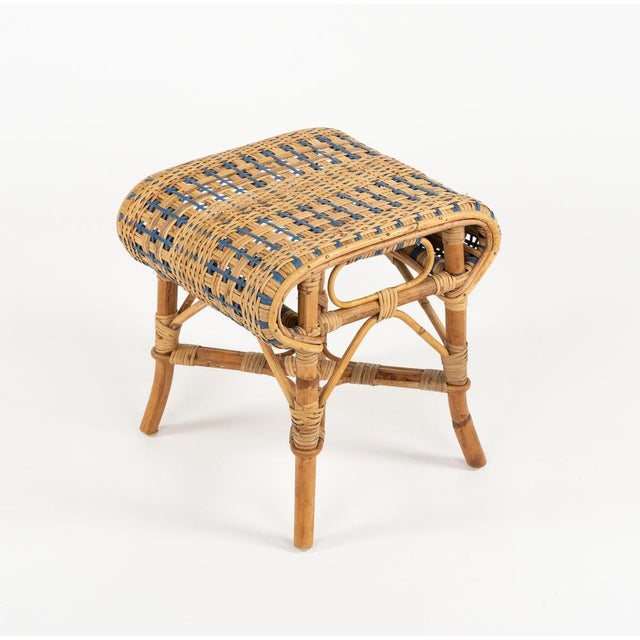 Mid-Century Rattan and Bamboo Stool, 1960s For Sale - Image 13 of 17