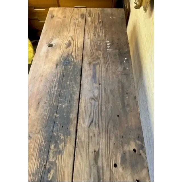 Wood Early Iron and Wood Industrial Table - Use as Kitchen Island or Console Table For Sale - Image 7 of 9