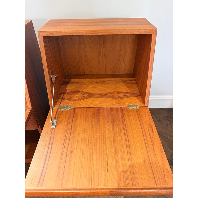 Mid-Century Modern Vintage Danish Modern Teak Nightstands – Pair by Nordisk Andels-Eksport (Denmark), A Pair For Sale - Image 3 of 17