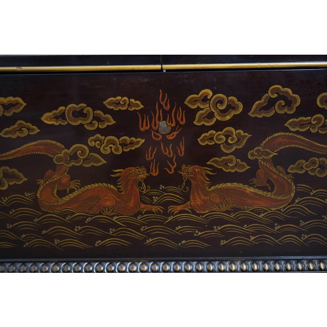 Chinoiserie Decorated Coffee Table Chest W. Slider Open Top For Sale - Image 10 of 12