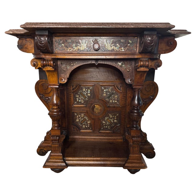 An exceptional late 19th-century Continental Renaissance Revival (Henri II Style) walnut console table or server base,...