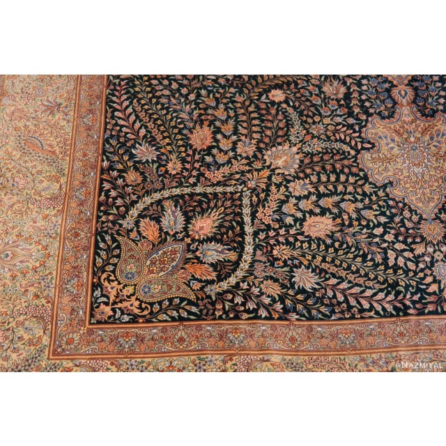 Textile Nazmiyal Collection 1950s Floral Design Vintage Persian Silk Qum Rug For Sale - Image 7 of 9