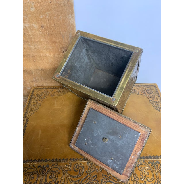 Vintage Crocodile Motif Reposse Brass Tea Caddy For Sale - Image 4 of 4
