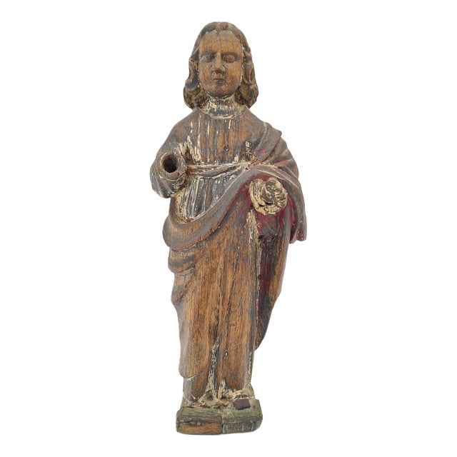 Antique Wooden Statue of Salvator Mundi, 1700s For Sale