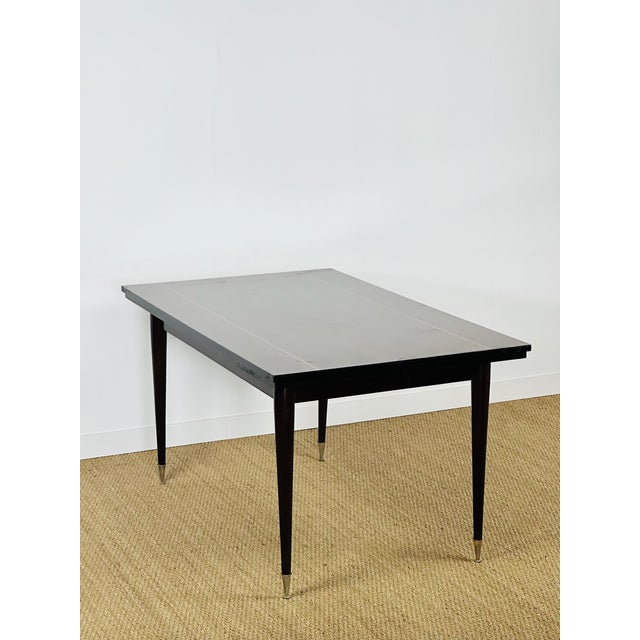 1950s Modern Extendable Dining Table in Macassar Ebony, 1950s, 1940s For Sale - Image 5 of 14
