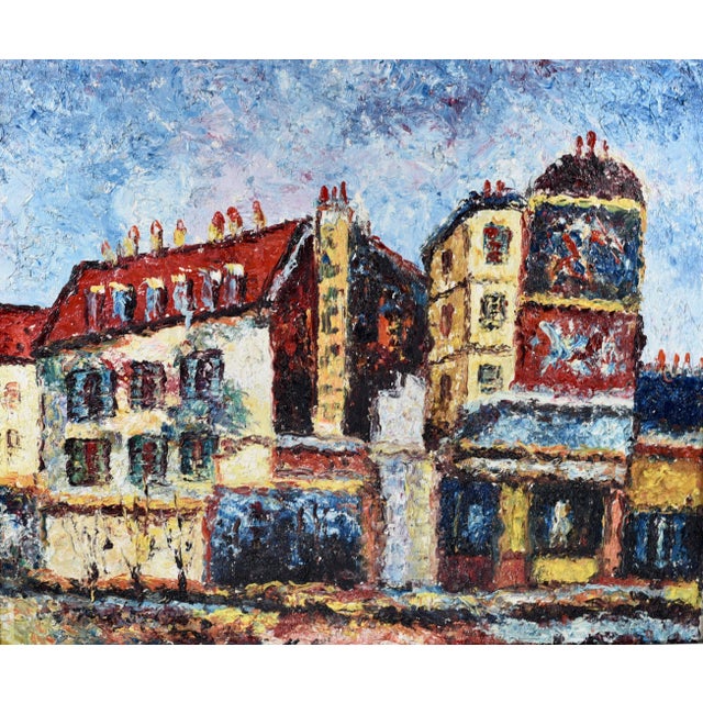 Expressionism 1960s Expressionist European Cityscape Oil Painting, Framed For Sale - Image 3 of 9