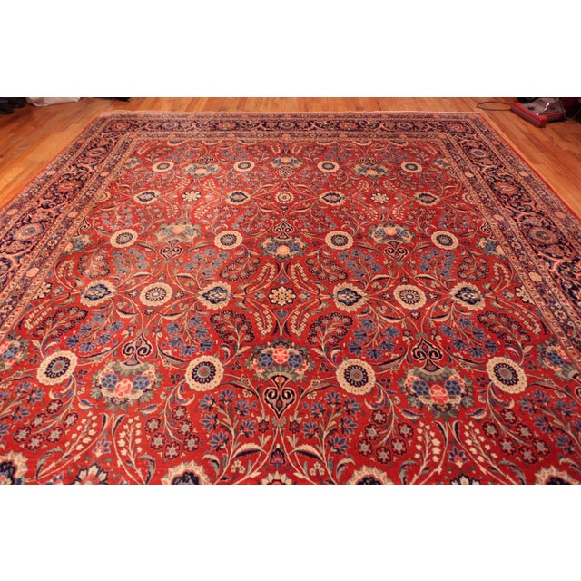 Traditional Nazmiyal Collection Large Antique Persian Kashan Rug For Sale - Image 3 of 9
