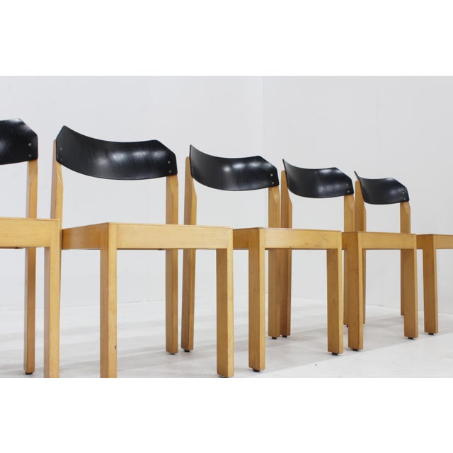 Wood Vintage Stackable Dining Chairs, 1970s, Set of 6 For Sale - Image 7 of 11