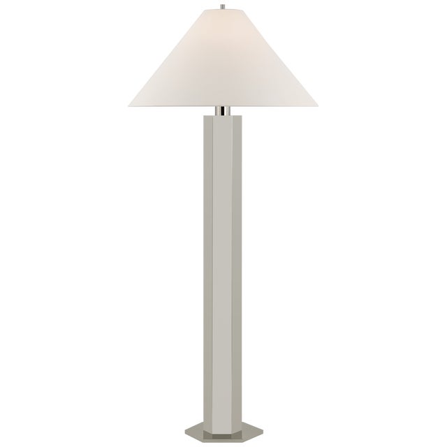 Modern Paloma Contreras by Visual Comfort Signature Olivier Large Floor Lamp in Polished Nickel with Linen Shade For Sale - Image 3 of 3