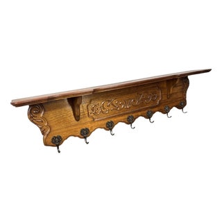 Vintage French Coat Rack in Oak For Sale