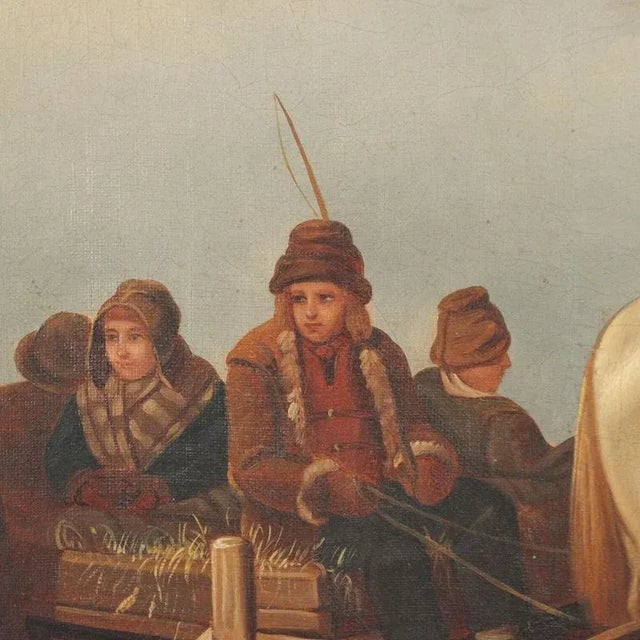 European Artist, Winter Scene, 1800s, Oil on Canvas, Framed For Sale - Image 5 of 13