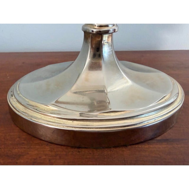 1950s Pair of Silver Plate Candlestick Buffet Table Lamps For Sale - Image 5 of 12
