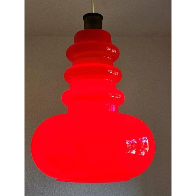 Glass Vintage Red Glass Pendant Lamp from Peill & Putzler, 1970s For Sale - Image 7 of 9