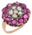 Early 20th Century Victorian Rose Cut Diamond Ruby Rose Gold Silver Ring, Size 5 For Sale