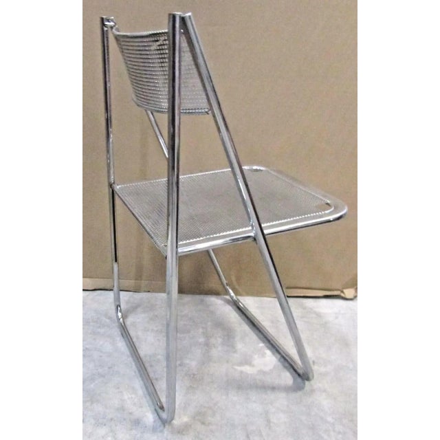 Metal Matching Pair of Perforated Chrome Tamara Folding Chairs From Arrben, Italy 1970s For Sale - Image 7 of 12