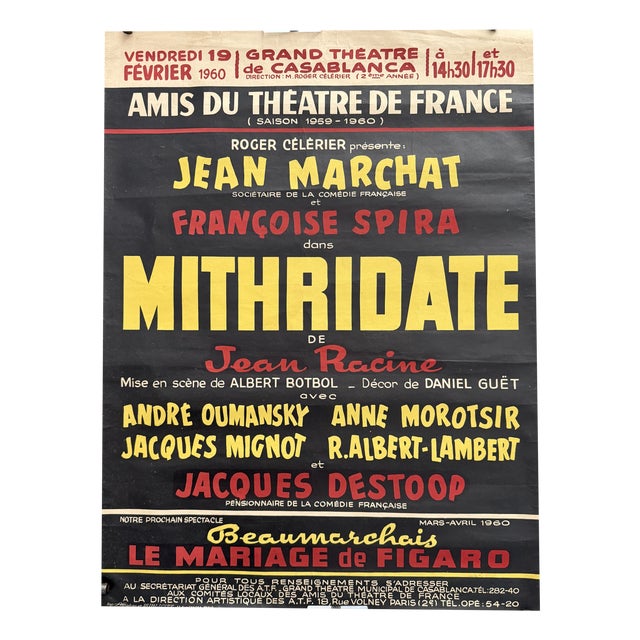 Mithridates Les Amis Du Theatre De France Poster, 1960 For Sale
