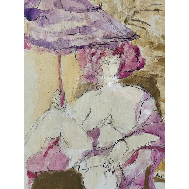 Wood Abstract Bohemian Chic “New Orleans” Original Ink and Watercolor Painting Artwork by Naomi Ernest For Sale - Image 7 of 15