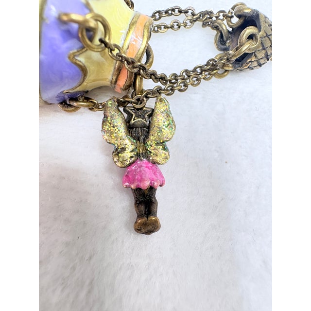 Brass Vintage Kirk’s Folly Guardian Angel Hot Air Balloon Necklace • Mint With Tag For Sale - Image 8 of 14