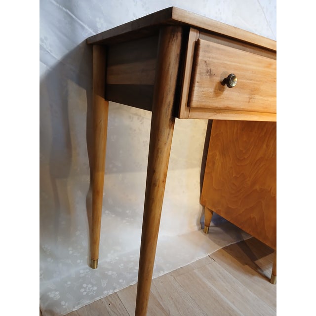 Vintage Mid-Century Modern Solid Birch "Roomates" Writing Desk by Baumritter (Ethan Allen) For Sale - Image 11 of 18