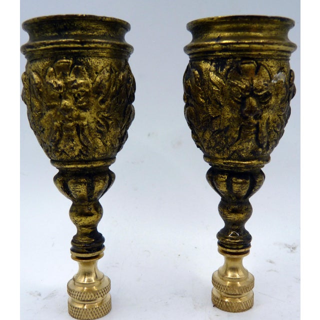 Antique French Green Man Bronze Chandelier Lamp Finials - a Pair For Sale In Los Angeles - Image 6 of 9