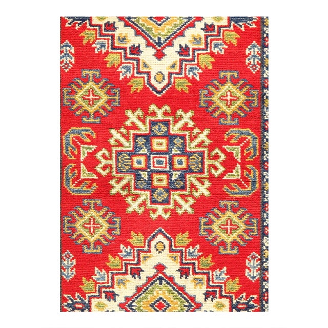 Traditional Pasargad DC Red Color Fine Hand Knotted Kazak Runner Rug For Sale - Image 3 of 3