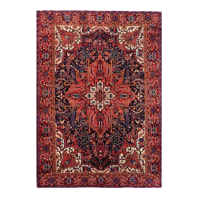 1930s Old Persian Heriz Area Rug 7’8″ X 10’11” For Sale