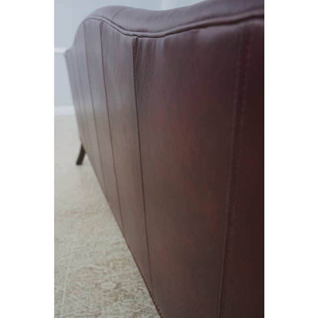 Ethan Allen Burgundy Leather Modern Sofa For Sale - Image 15 of 18