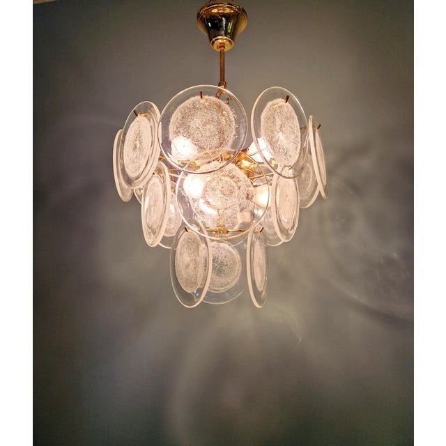 Gold Murano Glass Disc Chandelier, Italy, 1970 For Sale - Image 8 of 17