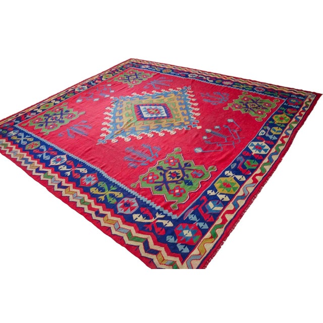1930s Antique Oushak Rug Turkish Hand Woven Oversized Area Rug - 10′ × 11′3″ For Sale - Image 4 of 12
