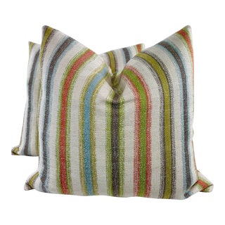 Pierre Frey "Papou" in Tropical 22" Pillows-A Pair For Sale