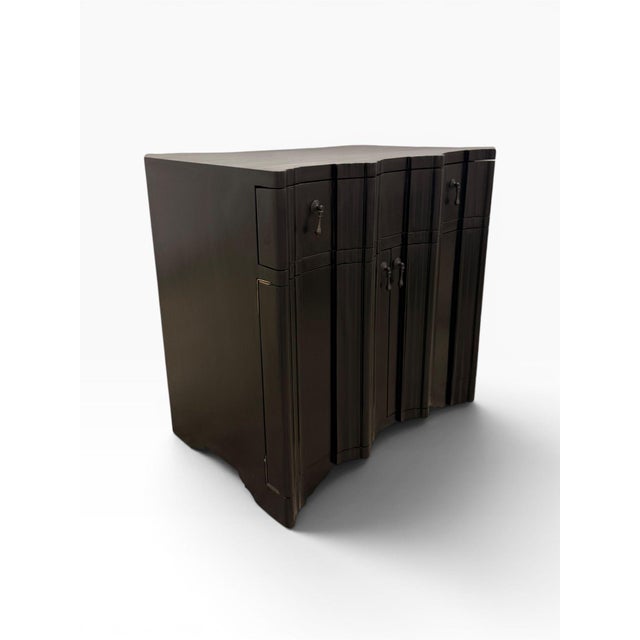 2010s Pair of Oly Studio Style Sculptural Dark Wood Jackson Nightstands For Sale - Image 5 of 17