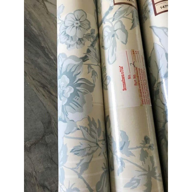 Brunschwig & Fils Brunschwig & Fils Blue Floral Chiltern Tring Wallpaper Hand-Printed in England - 3 Rolls For Sale - Image 4 of 5