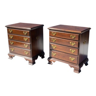 1980s Ethan Allen Georgian Court Solid Cherry Nightstands - a Pair For Sale
