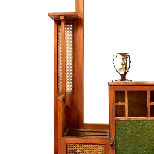 Liberty Planter in Beech with Glass and Marble, 1920s For Sale - Image 4 of 6