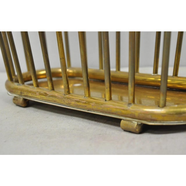 Vintage Gatco Mid Century Modern Solid Brass Spindle Modernist Magazine Rack For Sale In Philadelphia - Image 6 of 16